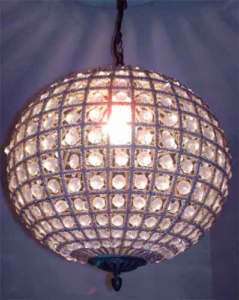 brass crystal glass round chandelier lamp lantern light  