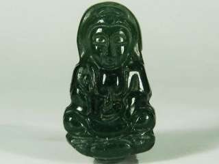   Yin Giesha Statue Real Stone Green Jade Amulet Bead Pendant  
