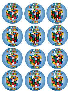 RUBIKS CUBE Edible Cupcake Image Party Favor Topper  
