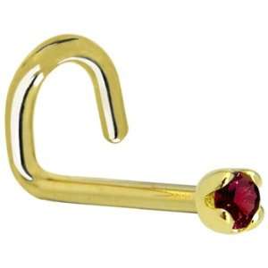   Gold 1.5mm Genuine Red Diamond Left Nostril Screw  20 Gauge Jewelry