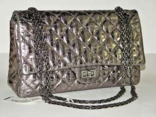 CHANEL Classic Dark Silver Leather Reissue Mademoiselle Flap Bag 