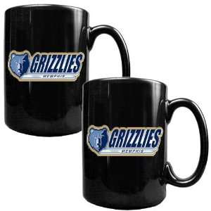 Memphis Grizzlies 2pc Black Ceramic Mug Set  Sports 