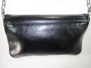 NWD TORY BURCH Black Amanda LOGO Flap Leather Clutch Messenger Bag 