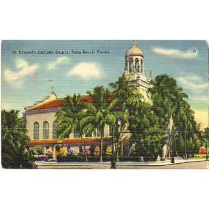 1940s Vintage Postcard St. Edwards Catholic Church Palm Beach Florida