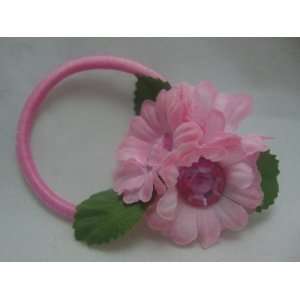 Cute Pink Flower Pony Tail Holder 