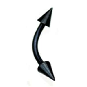 14g Black Titanium Anodized Eyebrow Ring Piercing with Spikes 14 Gauge 