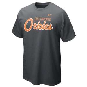   Orioles Charcoal Heather Nike Slidepiece T Shirt
