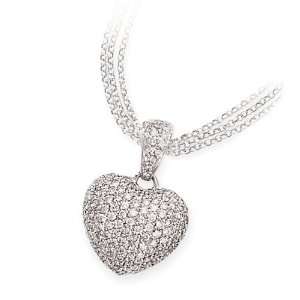   White Gold & Pave Diamond Heart Pendant / Enhancer (1.50ctw) Jewelry
