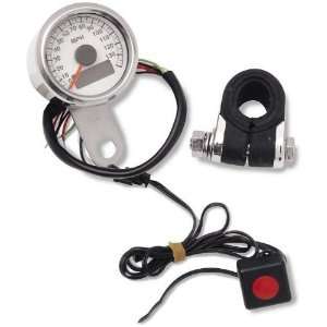 com Drag Specialties White Face 1 7/8 in. Mini Electronic Speedometer 