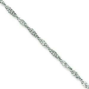   14k White Gold Twisted Diamond Cut Singapore Chain, Size 24 Jewelry