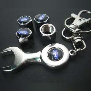  Ford Tire Valve Caps with Wrench Keychain 