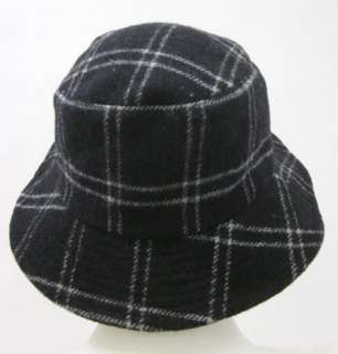 THE SCALA COLLECTION Black White Plaid Bucket Hat  
