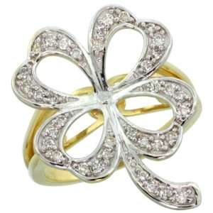  14k Gold Clover Flower Shamrock Diamond Ring w/ 0.36 Carat 