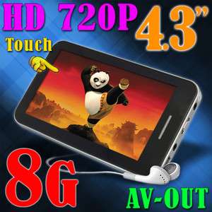 8GB HD 720P AV Out  MP4 MP5 FM PMP Touch Screen  