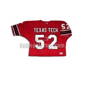  Red No. 52 Game Used Texas Tech Fab Knit Football Jersey 
