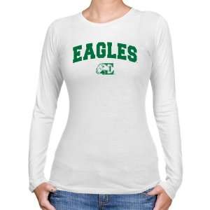 NCAA Eastern Michigan Eagles Ladies White Logo Arch Long Sleeve Slim 