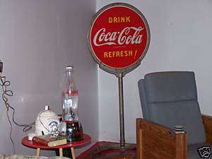 1941 Coca Cola Coke Lollipop Double Side Curbside Sign  