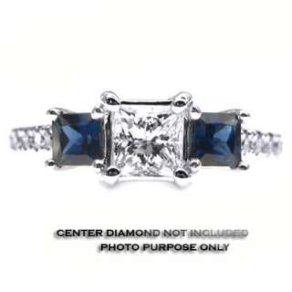 86CT F VS2 PRINCESS DIAMOND & BLUE SAPPHIRE RING  