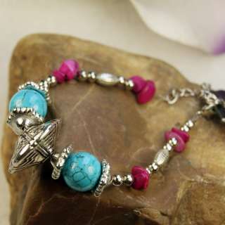 New Tibetan Silver Stone Seed Beads Wristband Bracelets  