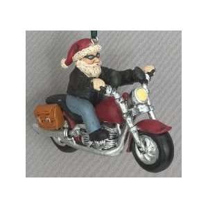    Santa in Biker Jacket on Motorcycle Ornament