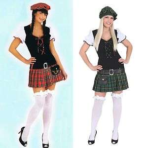   Schottin Kleid mit Mütze Fasching Karneval Scottish girl komplett