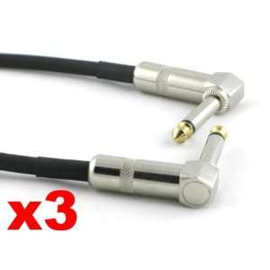  3 Professional mono patch cables. 0.30m angled jack for guitar 