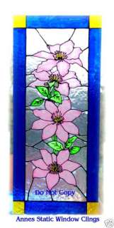 CLEMATIS STAINED GLASS EFECT WINDOW CLING /FILM DECAL  