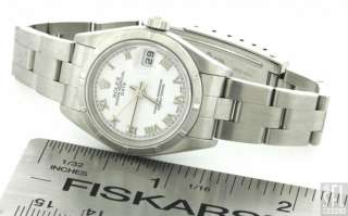   DATE 79190 SS ELEGANT LADIES WATCH W/ WHITE ROMAN DIAL & PAPERS  