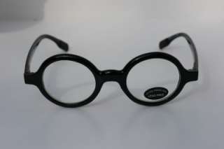 Small Round Dork Elton Clear Len Black Inventor Glasses  