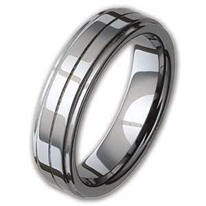  6mm Tungsten Ring with Flat Grooved Edges and Groove/Tungsten 