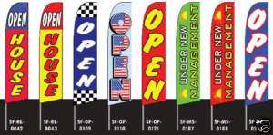 OPEN UNDER NEW MANAGEMENT OPEN HOUSE FEATHER FLAGS $69  
