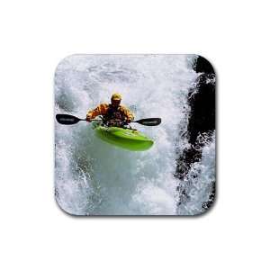  Kayak Kayaker Kayaking Rubber Square Coaster set (4 pack 