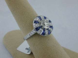   Style Platinum .89ct Old European Cut Diamond & Sapphire Ring  