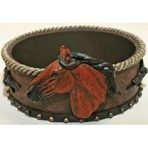 Horse Trinket Bowl with Rope Boarder & Western Theme Accents 5.75 