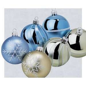  Set of 4 Gold & Blue Sphere Shatterproof Ball Christmas 