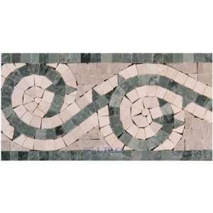   marble border mosaic in green and white marble