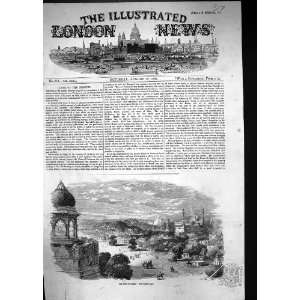  1857 View City Delhi India Mountains Buildings Antique 