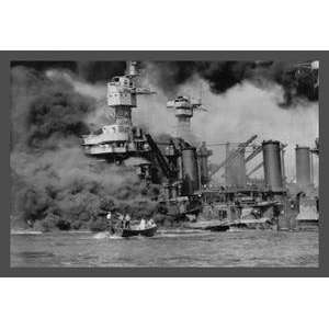  Vintage Art USS West Virginia at Pearl Harbor   03739 3 