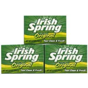  Irish Spring Original Deodorant Bath Bar, 2.5 oz, Travel Size, 3 ct 
