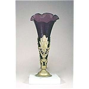  Antique girandole amythest glass vase new england glass 