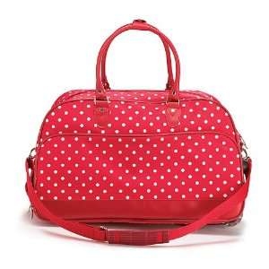   Red & White Polka Dot Rolling Suitcase Fabric Handles