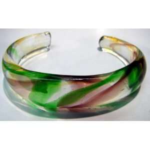 Murano Glass Bangle Bracelet Green