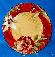 222 Fifth TEN Belize Red Dinner Plates *NEW*  