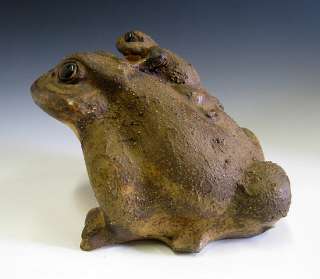 Japanese Shigaraki Ceramic Okimono, Frogs  