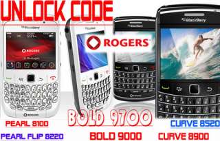 Unlock Code For Rogers Blackberry 9900 9800 9780 9700  