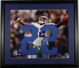 EMMITT SMITH UDA AUTOGRAPHED JERSEY NUMBERS DISPLAY #10/22 With UPPER 