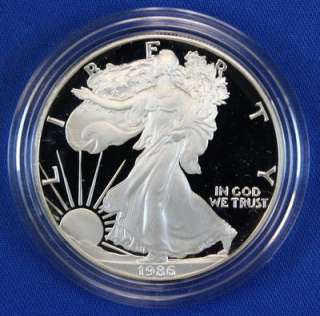 1986 S American Eagle Proof 1oz Silver Dollar $1 Coin San Francisco w 