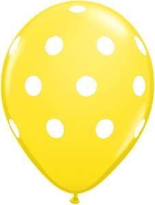 POLKA Dots Bright YELLOW and WHITE 6 Dotted Party LATEX Helium Quality 