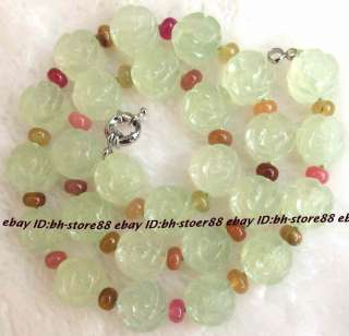 China Jade 14 mm Flat Round Carven Gemstone Beads 19  
