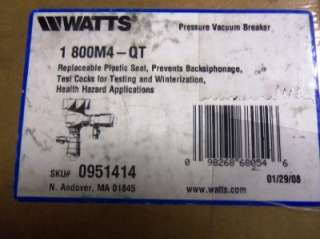 Watts 800M4 QT 1 Pressure Vacuum Breaker SKU# 0951414 w/ FREE S&H 